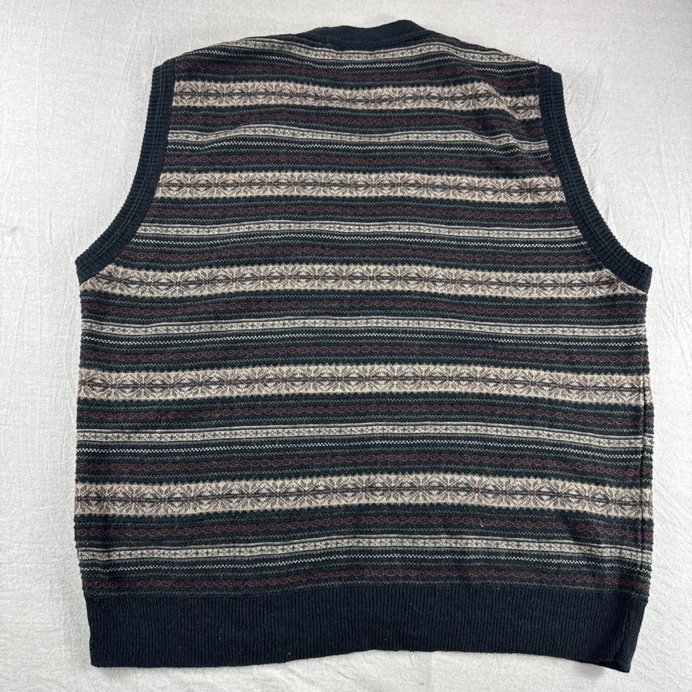 Vintage Croft Barrow Wool Blend Vest Mens L Striped Button Up Sweater Italy Made - Picture 4 of 4